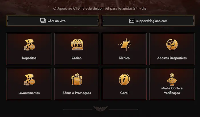Legiano Casino Portugal support