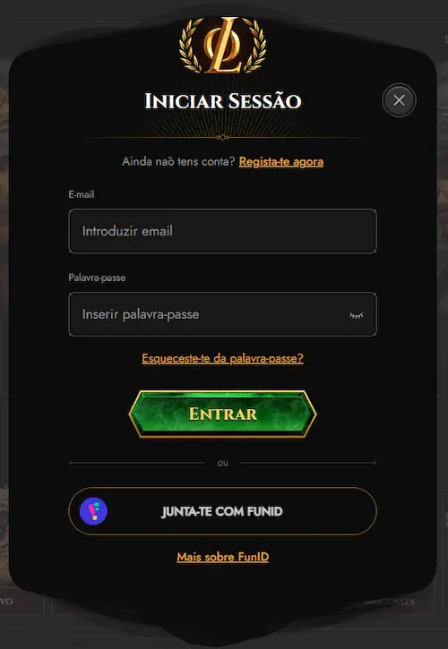 Legiano Casino Portugal login